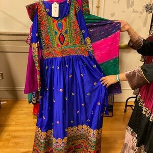 Vibrant Multicolor Embroidered Afghan Dress